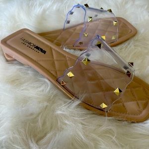 Fashion Nova - Walk It Talk It Flat Sandals - Nude